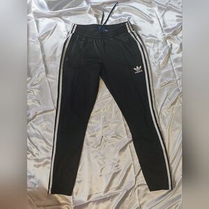 Adidas Kids Black Joggers with White Stripes